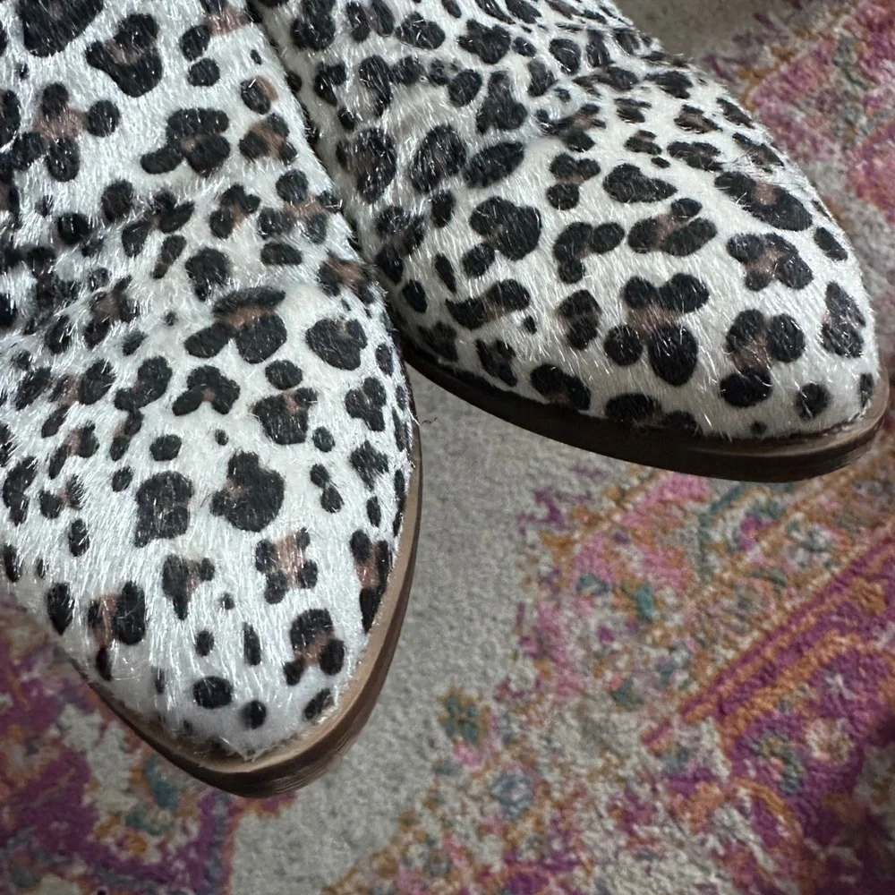 Leopard Print with Calf Hair Texture Women's Mules Size 7.5 - Picture 3 of 8